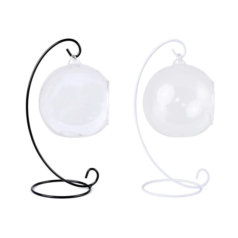 Орнамент на стойка за дисплей 1 пакет Желязна висяща стойка Държач Рафт за окачване на стъклен глобус Въздушно растение Терариум Witch Ball House 23 см