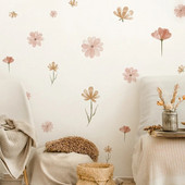 Boho Flowers Αυτοκόλλητα τοίχου Ακουαρέλα Υπνοδωμάτιο Σαλόνι Διακόσμηση σπιτιού Τέχνη Φιλικά προς το περιβάλλον αφαιρούμενα αυτοκόλλητα PVC Τοιχογραφίες