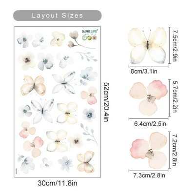 Boho Flowers Αυτοκόλλητα τοίχου Ακουαρέλα Υπνοδωμάτιο Σαλόνι Διακόσμηση σπιτιού Τέχνη Φιλικά προς το περιβάλλον αφαιρούμενα αυτοκόλλητα PVC Τοιχογραφίες