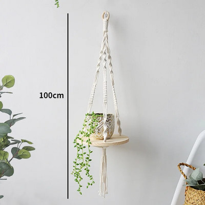 Ράφια μακραμέ για κρεβατοκάμαρα & φυτά Boho διακόσμηση σπιτιού Χριστουγεννιάτικη διακόσμηση Ξύλινο ράφι τοίχου Κηροπήκτης πλωτά ράφια Δώρο