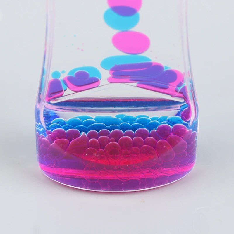 Двуцветен пясъчен пясъчен часовник, течен таймер за облекчаване на безпокойството, движение на мехурчета