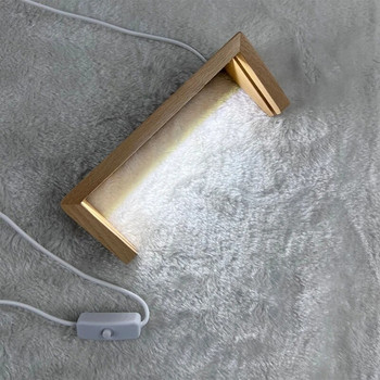 Ξύλινη βάση οθόνης LED με βάση φωτός πλαισίου σε σχήμα U USB με καλώδιο USB για ακρυλικό