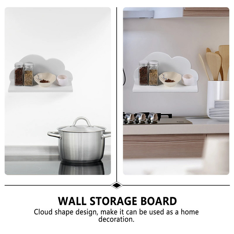 Стенен рафт Облачни рафтове Детска стая Плаващ стелаж за монтиране на деца Стая за съхранение Дървен декор Монтиран сгъваема форма Дървени дизайнерски рафтове