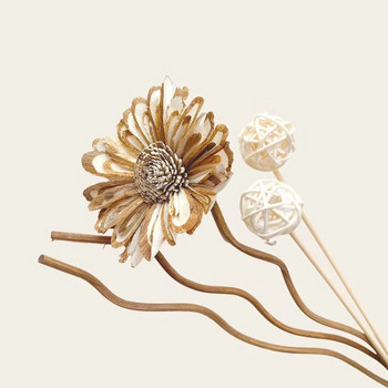 6PCS Ароматна пръчица с цветя на маргаритка Ароматична пръчица без огнена терапия Ратанови пръчици Ароматичен дифузьор Направи си сам домашен декор
