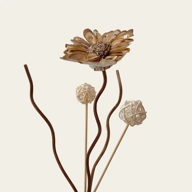 6PCS Ароматна пръчица с цветя на маргаритка Ароматична пръчица без огнена терапия Ратанови пръчици Ароматичен дифузьор Направи си сам домашен декор