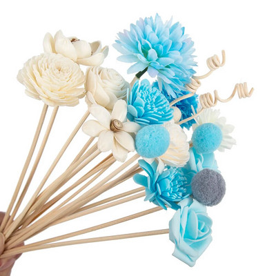 19 τμχ Bule Artificial Flower Rattan Reed Fragrance Aroma Diffuser Refill Stick Floral Crafts Rattan Oil Diffuser Refill Sticks