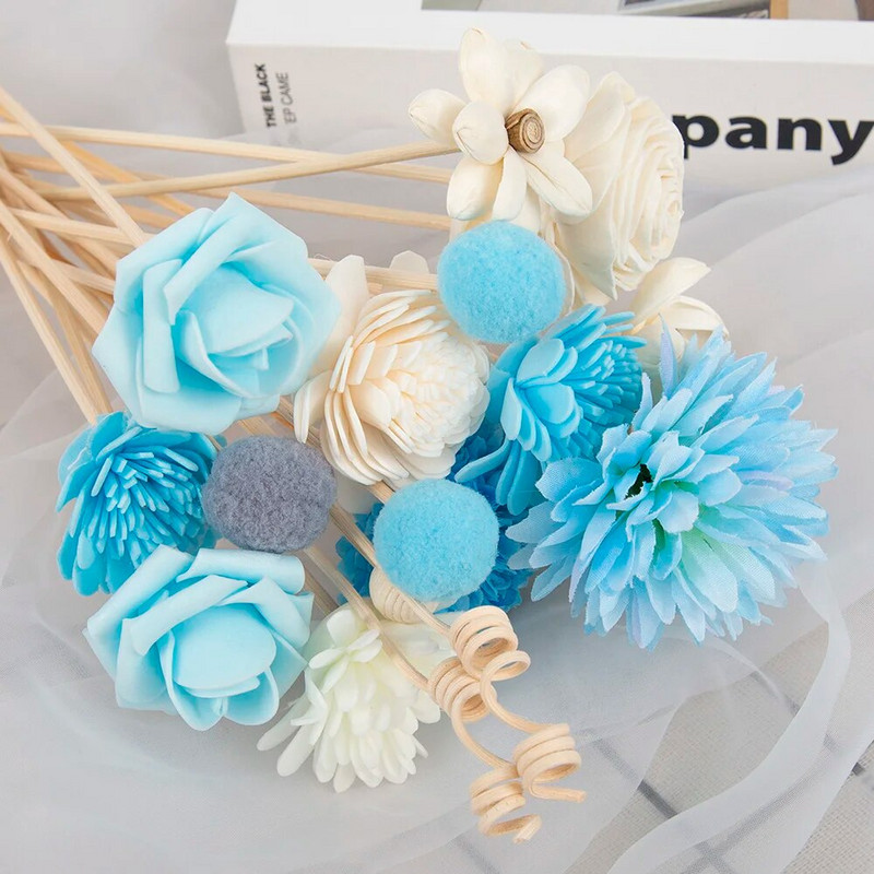 19 бр Bule Изкуствени цветя Ратан Рид Ароматни дифузьори Пръчка за пълнене Floral Crafts Rattan Oil Diffuser Пръчки за пълнене