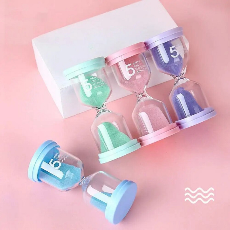 Мини пясъчен часовник Душ Таймер за миене на зъби 5-минутен таймер Пясъчен часовник с вендуза Игри за готвене Цветни пясъчни таймери