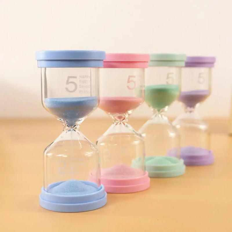 Мини пясъчен часовник Душ Таймер за миене на зъби 5-минутен таймер Пясъчен часовник с вендуза Игри за готвене Цветни пясъчни таймери