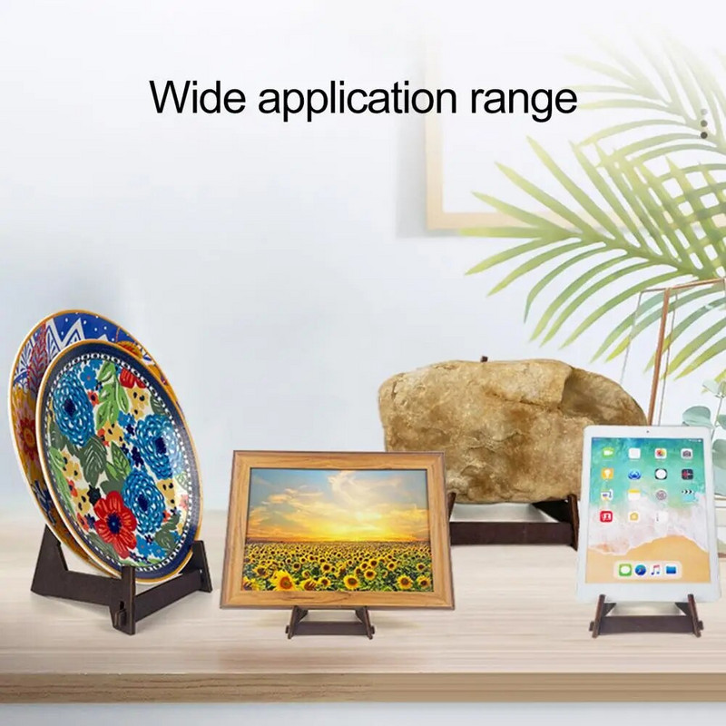 Поставка за витрини за книги Винтидж дървена поставка за чинии Многофункционален държач за витрини за домашен декор за чинии Снимки Книги Настолен плот