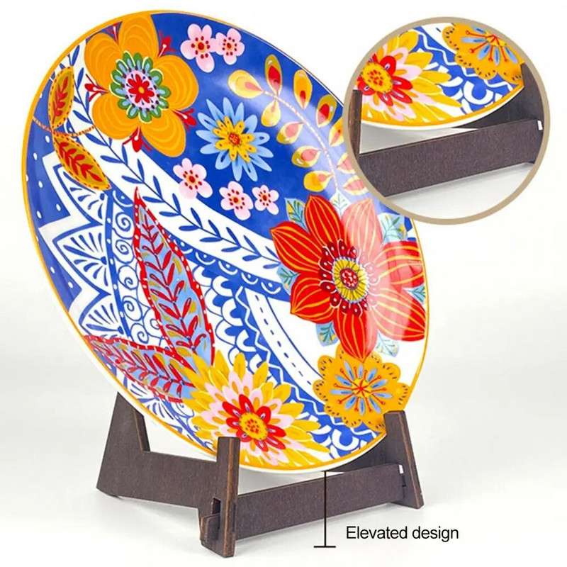 Поставка за витрини за книги Винтидж дървена поставка за чинии Многофункционален държач за витрини за домашен декор за чинии Снимки Книги Настолен плот