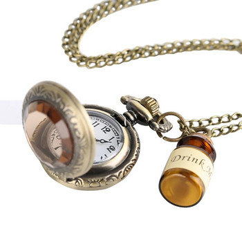 Μικρό ρολόι τσέπης Γυναικείο ρολόι Drink Me κολιέ μενταγιόν με μπουκάλι δώρα γενεθλίων για γυναίκες Κοριτσίστικα ρολόγια Drop Shipping
