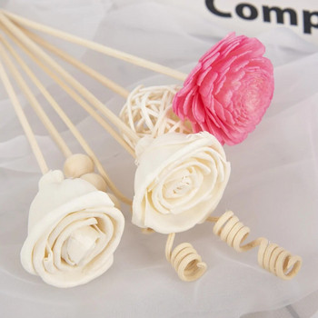 7 ΤΕΜ. Ροζ λευκό τριαντάφυλλο λουλούδι μπαστούνια από ρατάν χωρίς πυρκαγιά αρώματα καλάμι διαχυτικό ραβδί Diy διακόσμηση σπιτιού