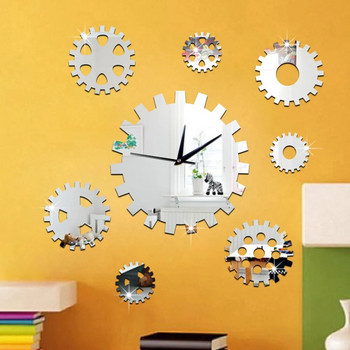3D Creative Направи си сам декорация часовник часовник прецизно въртяща се предавка огледало диван фон стенен часовник кварцов часовник