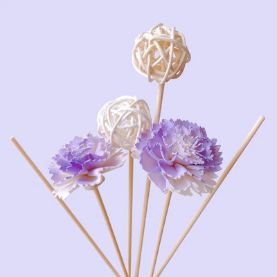 10 DB Lila Szegfű Virág Rattan Sticks Fireless Illatok Reed Diffúzor Stick Diy Díszek Otthoni Dekor