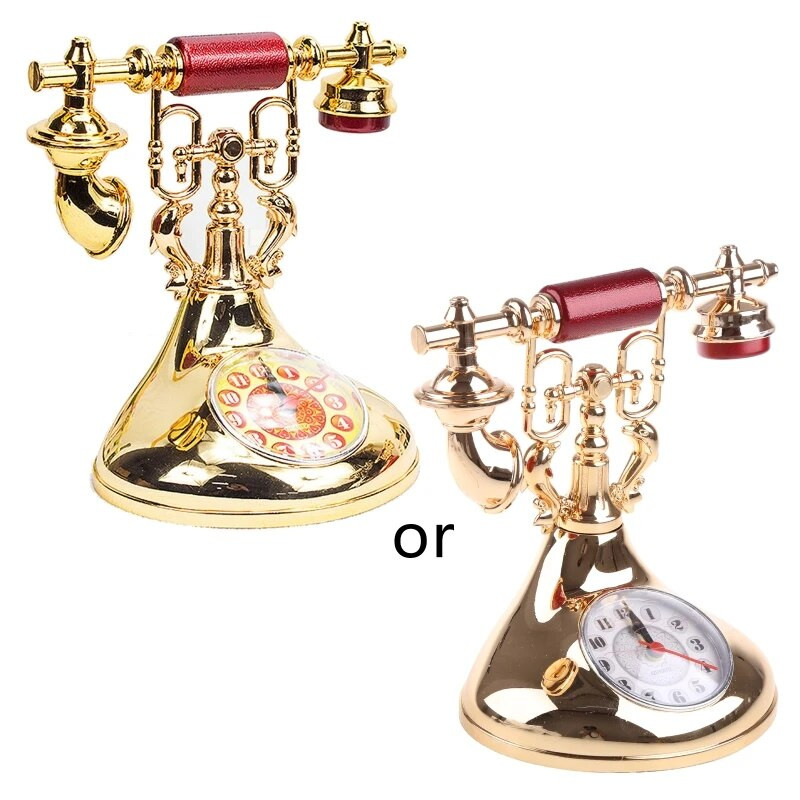 Retro telefonimudel Äratuskell Timekeeper Desktop Ornament A0KF