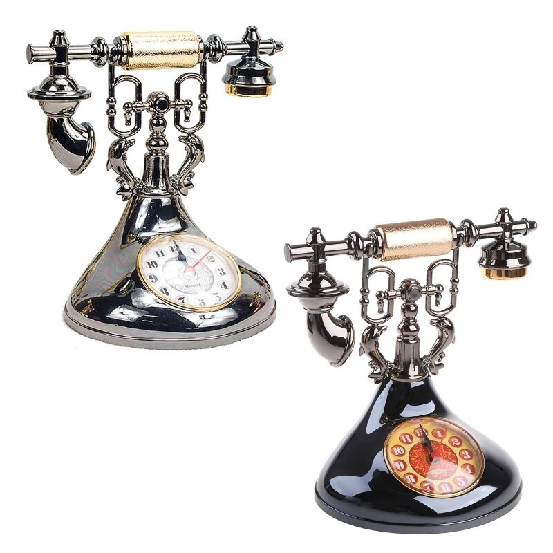 Retro telefonimudel Äratuskell Timekeeper Desktop Ornament A0KF