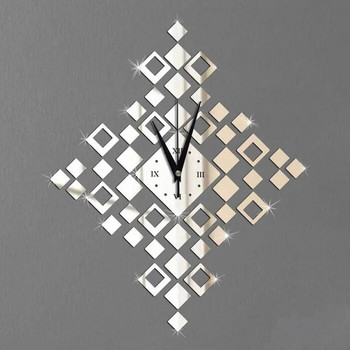 Ευρωπαϊκό δημοφιλές DIY 46 φέτες ένα διακοσμητικό ρολόι δημιουργικό μικρό τετράγωνο κρύσταλλο με βραχίονα καθρέφτη ρολόι χαλαζία