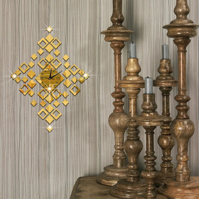 Euroopas populaarne DIY 46 viilutab dekoratiivse kella loominguline väike kandiline kristallist peegli kronstein kell kvartskell
