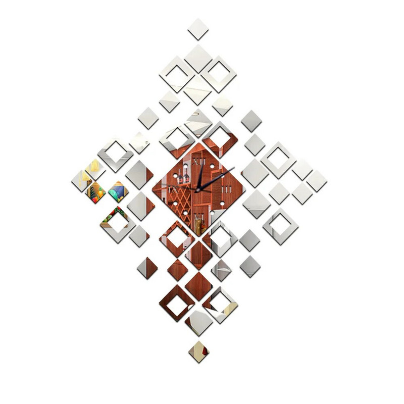 Europoje populiarus „pasidaryk pats“ 46 griežinėliais dekoratyvinis laikrodis kūrybingas mažas kvadratinis krištolo veidrodis laikrodis laikrodis kvarcinis laikrodis