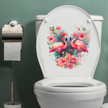 T324# Αυτοκόλλητο τοίχου για ζευγάρια Flamingo Birds Διακόσμηση μπάνιου τουαλέτας Ντουλάπα σαλονιού Ψυγείο Αυτοκόλλητα σπιτιού