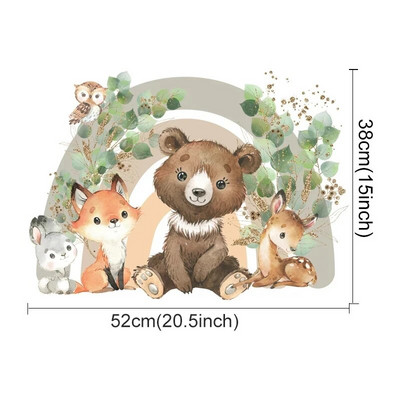 Ακουαρέλα Ζώα του Δάσους Bear Deer Αυτοκόλλητα τοίχου για παιδικά δωμάτια Αυτοκόλλητα τοίχου παιδικού σταθμού Διακόσμηση δωματίου για αγόρια Κινούμενα σχέδια ζωάκια Τοιχογραφία