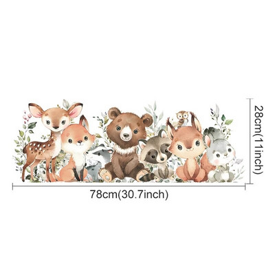 Ακουαρέλα Ζώα του Δάσους Bear Deer Αυτοκόλλητα τοίχου για παιδικά δωμάτια Αυτοκόλλητα τοίχου παιδικού σταθμού Διακόσμηση δωματίου για αγόρια Κινούμενα σχέδια ζωάκια Τοιχογραφία