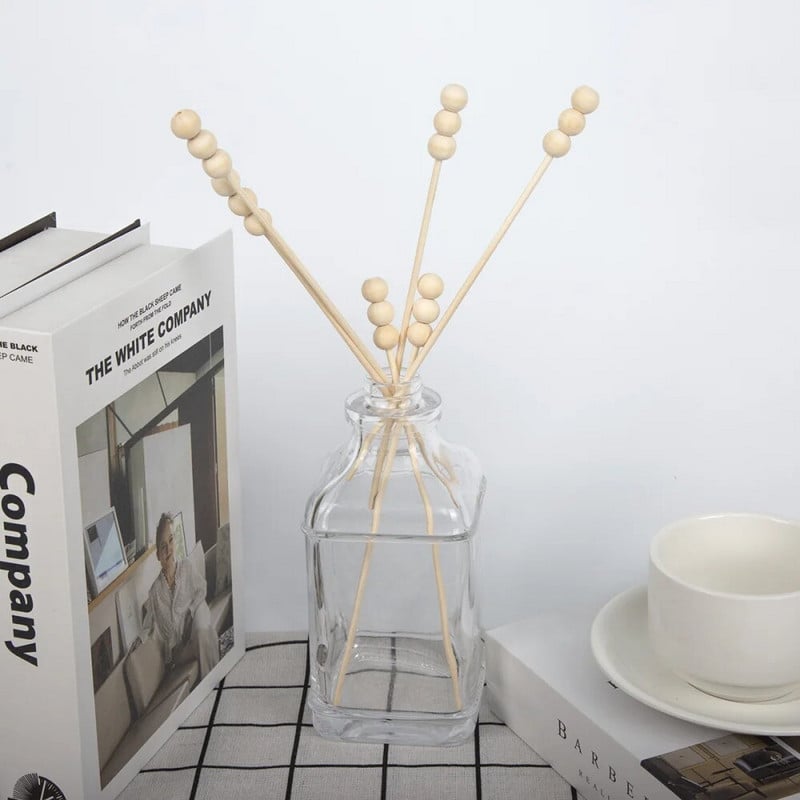 10 бр. Дървени мъниста Ратанови пръчки Без огън Аромати Тръстиков дифузьор Пръчка Повторно използване Направи си сам Ръчно изработени орнаменти Домашен декор