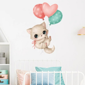 Χαριτωμένα γάτα κουνέλια Αυτοκόλλητα τοίχου για παιδικό δωμάτιο Διακόσμηση παιδικού δωματίου Βρεφικός σταθμός για κορίτσια αγόρια Χαλκομανίες τοίχου κρεβατοκάμαρας