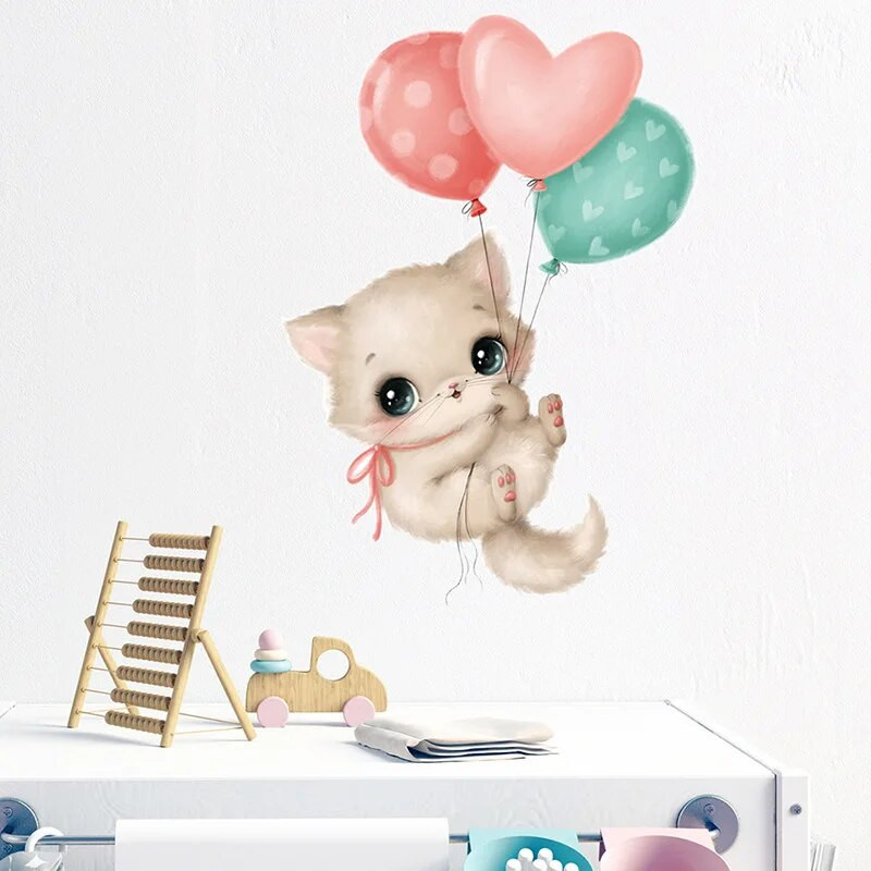Сладки котешки зайци Стикери за стена за детска стая Декорация на детска стая Бебешка детска стая Момичета Момчета Тапети за стикери за стена на спалня
