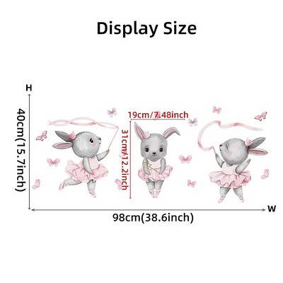 Χειροποίητη ζωγραφιά Μπαλέτου Bunny Rabbit Dancer Cute Animals Αυτοκόλλητα τοίχου για βρεφικό βρεφικό δωμάτιο κορίτσι δωμάτιο Αυτοκόλλητα τοίχου σπιτιού Διακοσμητικά pvc