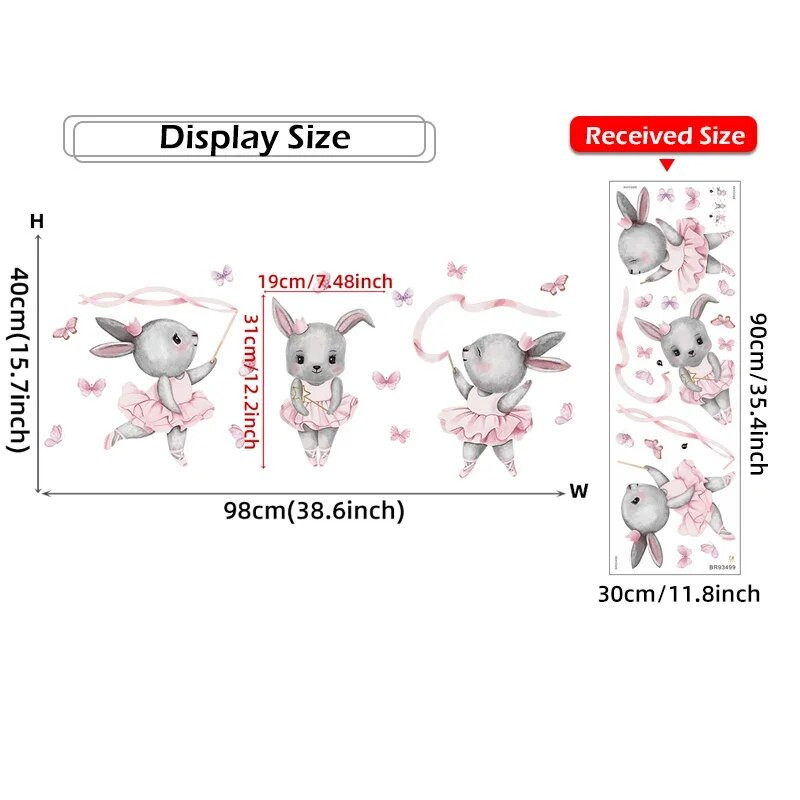 Ръчно рисуване Балет Зайче Заек Танцьор Сладки животни Стикери за стена за бебешка стая Детска стая Момиче Стая Стикери за стена Home Decorative pvc