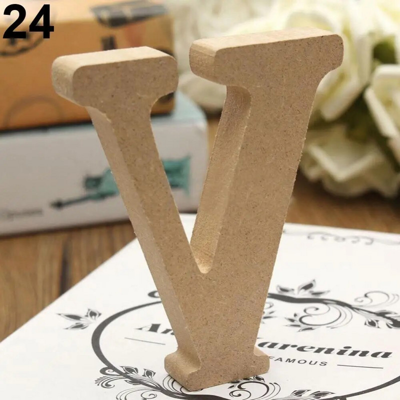 1бр. 10CM дървени дървени букви AZ Азбука Сватба Парти за рожден ден Направи си сам декорации за дома Свободностоящ дизайн 3,94 инча Подаръци за деца