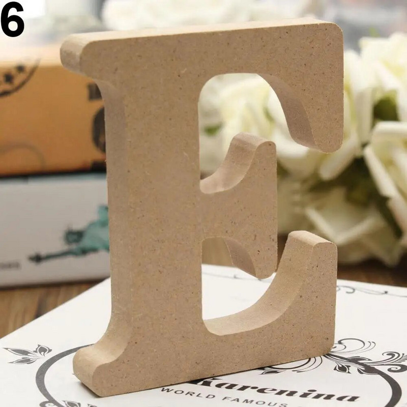 1бр. 10CM дървени дървени букви AZ Азбука Сватба Парти за рожден ден Направи си сам декорации за дома Свободностоящ дизайн 3,94 инча Подаръци за деца