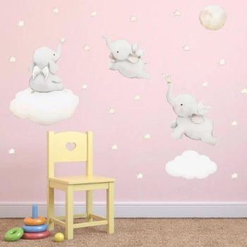 Сладко слонче, стикер за стена с крила, самозалепваща хартия, сладко дете, декорация на бебешка стая, стикер за декорация на слонче