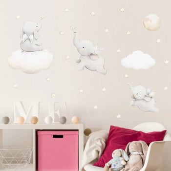 Сладко слонче, стикер за стена с крила, самозалепваща хартия, сладко дете, декорация на бебешка стая, стикер за декорация на слонче