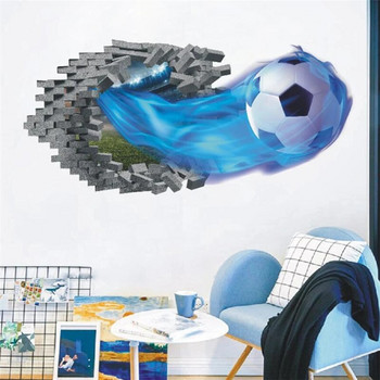 3D футболни футболни стикери за стена за детски стаи Стикери за стена за детска спалня, подарък за декорация на стая за момчета