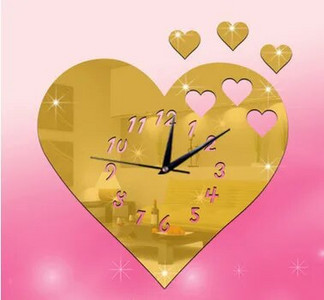 3d stereo aplinkos apsauga nutildyti vaikų miegamojo mados laikrodis sieninis laikrodis meilės veidrodis laikrodis kvarcinis laikrodis