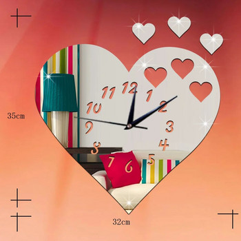 3d στερεοφωνική προστασία περιβάλλοντος σίγαση παιδική κρεβατοκάμαρα ρολόι μόδας ρολόι τοίχου αγάπη καθρέφτης ρολόι ρολόι χαλαζία