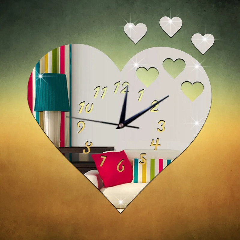 3d stereo aplinkos apsauga nutildyti vaikų miegamojo mados laikrodis sieninis laikrodis meilės veidrodis laikrodis kvarcinis laikrodis