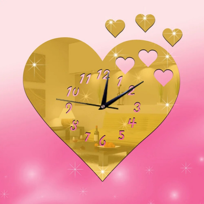 3d stereo aplinkos apsauga nutildyti vaikų miegamojo mados laikrodis sieninis laikrodis meilės veidrodis laikrodis kvarcinis laikrodis