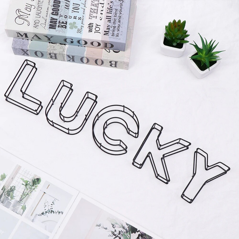 Нов индустриален стил от ковано желязо Табела с табела с азбука Метална куха буква Декорация на дома Кафене Украса Реквизит за снимки Парти доставка