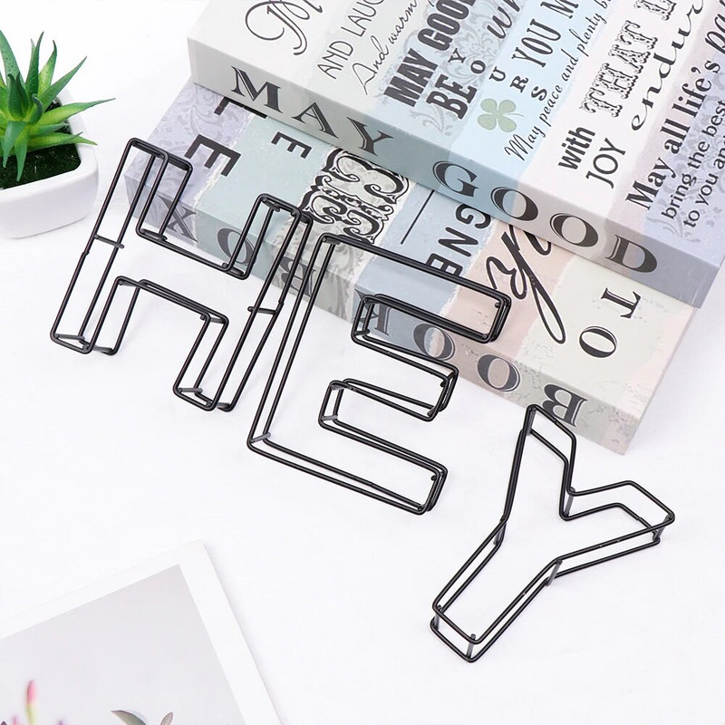 Нов индустриален стил от ковано желязо Табела с табела с азбука Метална куха буква Декорация на дома Кафене Украса Реквизит за снимки Парти доставка