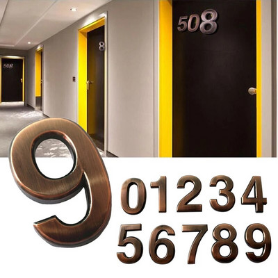 Autocolant 3D cu numere de casă autocolant Placă de ușă Semn cutie poștală în aer liber Apartament cameră de hotel Număr de adresă Decor modern pentru casă