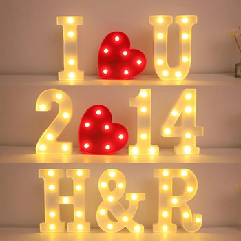 Δημιουργικό DIY Φωτεινό LED Φωτιστικά γράμματα Φωτιστικό Αριθμός Αλφαβήτου για Διακόσμηση πάρτι γενεθλίων του Αγίου Βαλεντίνου για εξοχικό σπίτι γάμου