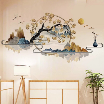 [shijuekongjian] Реки, планини, стикери за стена Направи си сам стенописни стикери за дърво Гинко за всекидневна, спалня, кухня, декорация на дома
