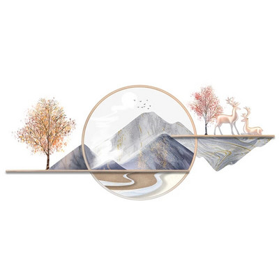 [shijuekongjian] Реки, планини, стикери за стена Направи си сам стенописни стикери за дърво Гинко за всекидневна, спалня, кухня, декорация на дома