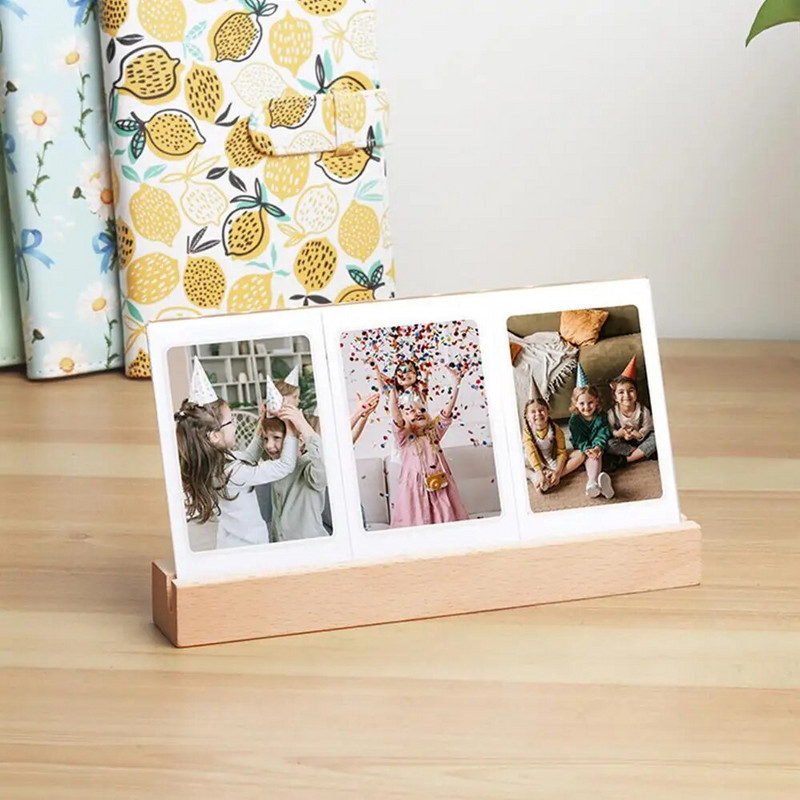 Desktop Decor 3 in 1 3 colių nuotraukų rėmelis, akrilinis LED šviesos momentinis filmukas, skirtas Fujifilm Instax mini jubiliejiniam paveikslų rėmeliui