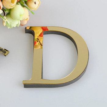 3D английски букви Огледални стикери за стена Златен декоративен име Азбучен плакат Занаяти за дома Сватбен декор на стена Направи си сам Art стенопис