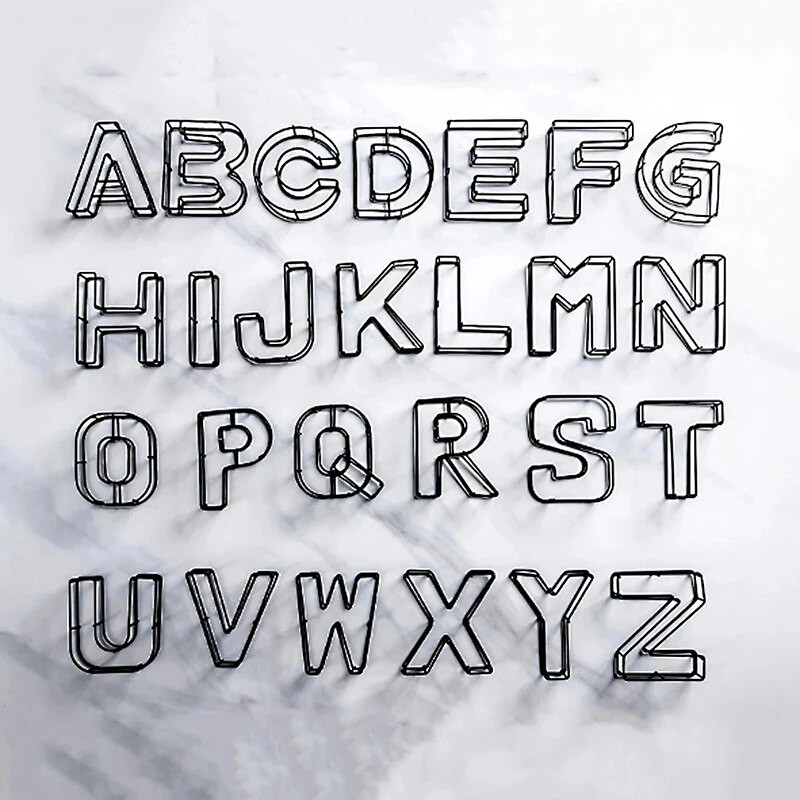 Черен фотографски реквизит Консумативи за парти Украса за кафене Ковано желязо Направи си сам Азбука Табела за врата Метална куха буква Декорация на дома